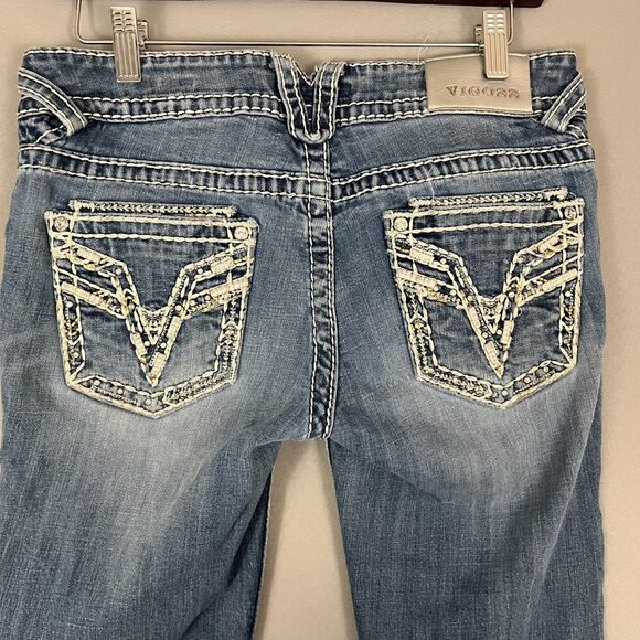 Vigoss Jeans Women's Size Meas. 30/29 Dublin Boot Cut Denim Embelished Low Rise - Picture 3 of 7